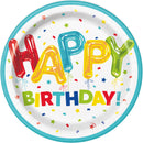 8ct Paper Plates 9" Round Happy Birthday Balloon - Tiger Feet Ireland