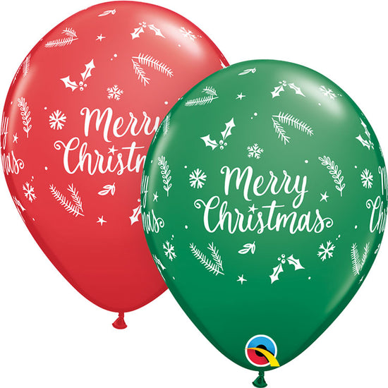 25 Latex Balloons 11" Round Christmas Evergreen