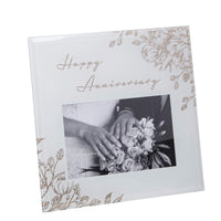 Happy Anniversary White Glass Gold Floral Frame - Tiger Feet Ireland