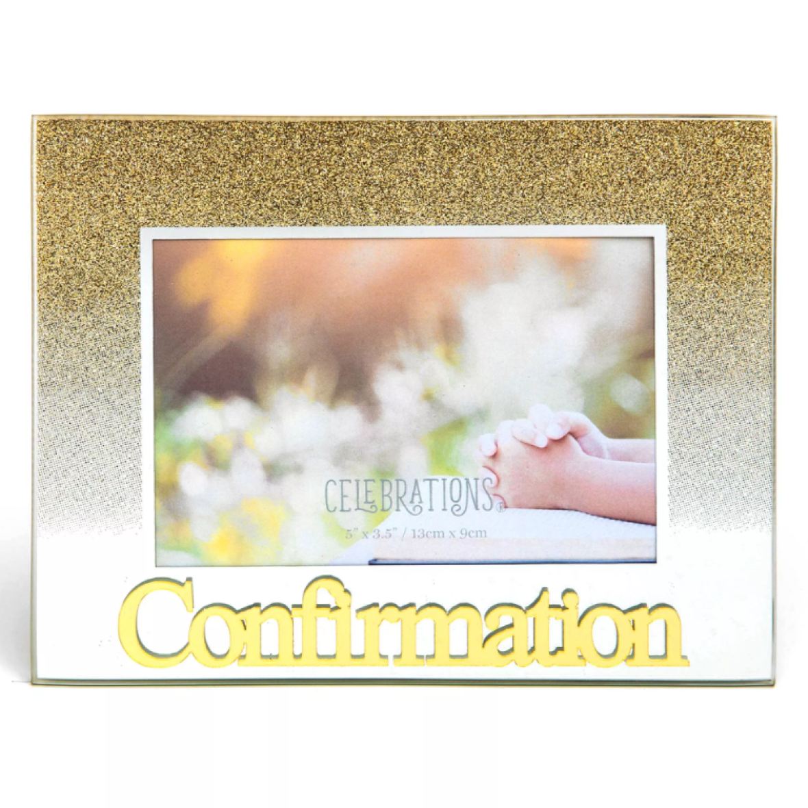 Confirmation Photo Frame 5" x 3.5" Gold Glitter - Tiger Feet Ireland