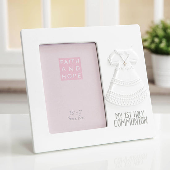 Faith & Hope White Dress My 1st Comm Frame