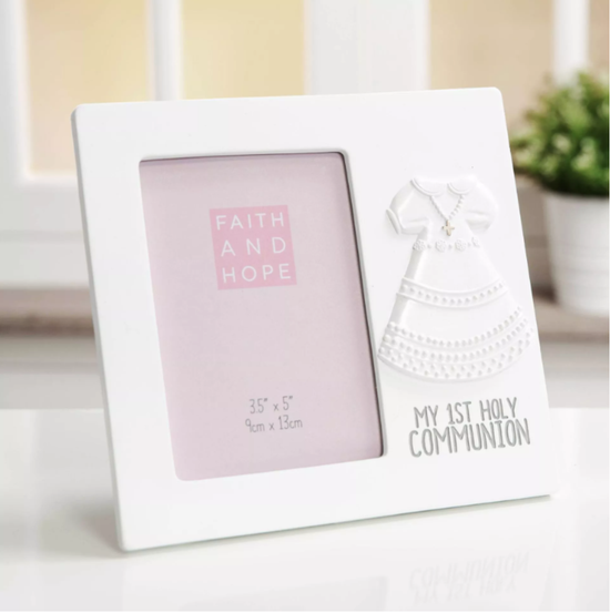 Faith & Hope White Cross Frame 3.5" x 5