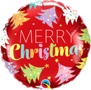 Foil Balloon 18" Round Christmas Tree Red - Tiger Feet Ireland