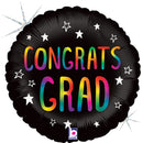 Foil Balloon 18" Round Rainbow Congrats Grad - Tiger Feet Ireland