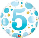Qualatex Age 5 Blue Dots 18" Foil Balloon - Tiger Feet Ireland