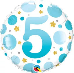 Qualatex Age 5 Blue Dots 18" Foil Balloon