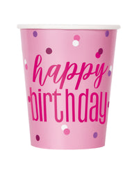 8ct Paper Cups 9oz. Glitz Pink/Silver Dot - Tiger Feet Ireland