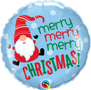 Foil Balloon 18" Round Merry Christmas Gnome - Tiger Feet Ireland