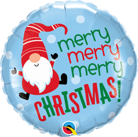Foil Balloon 18" Round Merry Christmas Gnome - Tiger Feet Ireland
