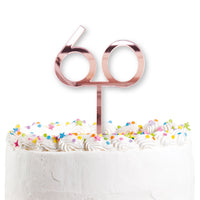 Cake Topper Rose Gold 60th Birthday - Tiger Feet Ireland
