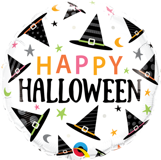 Foil Balloon 18" Round Halloween Witches Hats Patt