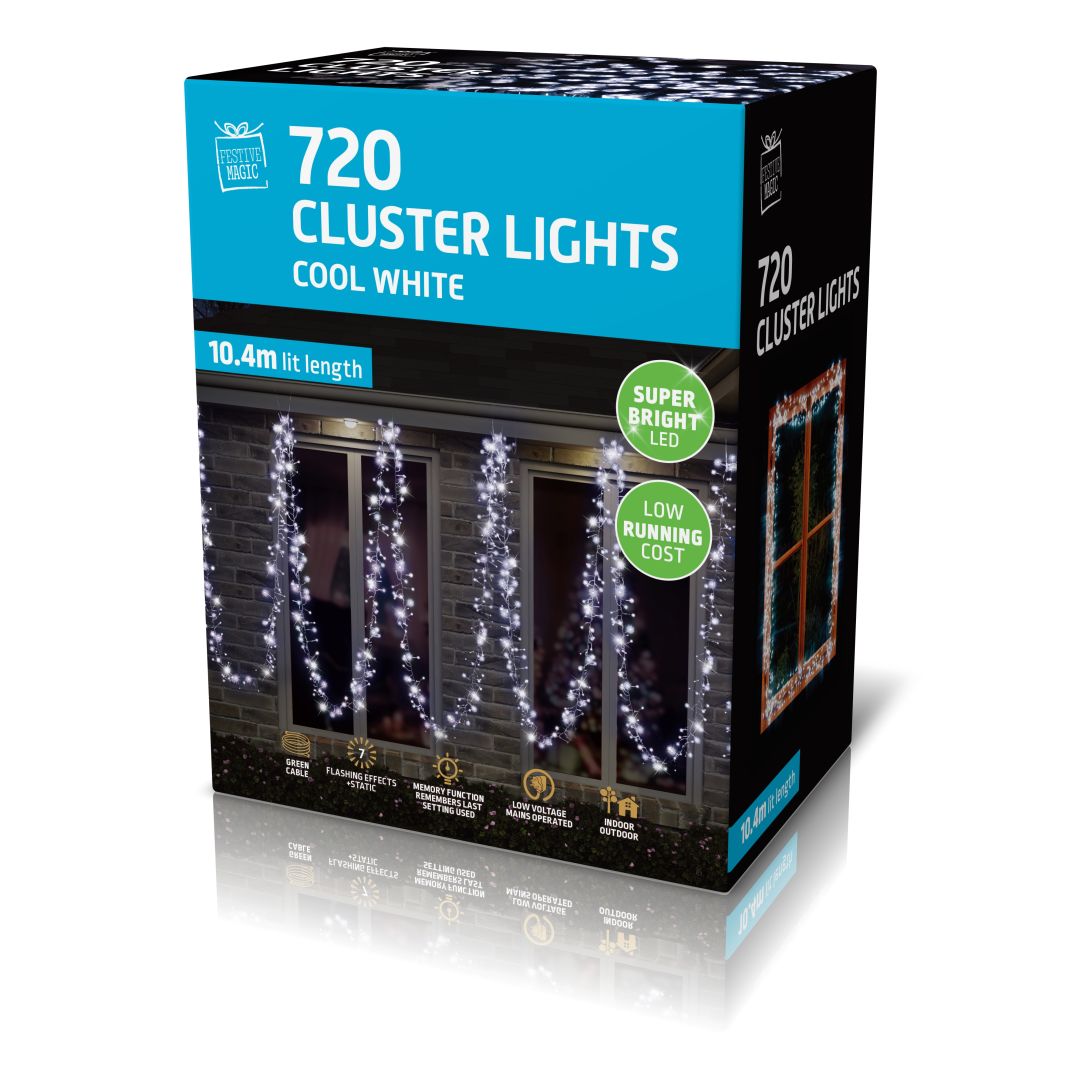 LED Cluster Lights 720 White