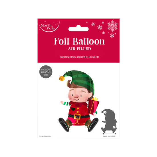 Foil Balloon 48cm Shape Sitting Elf Christmas
