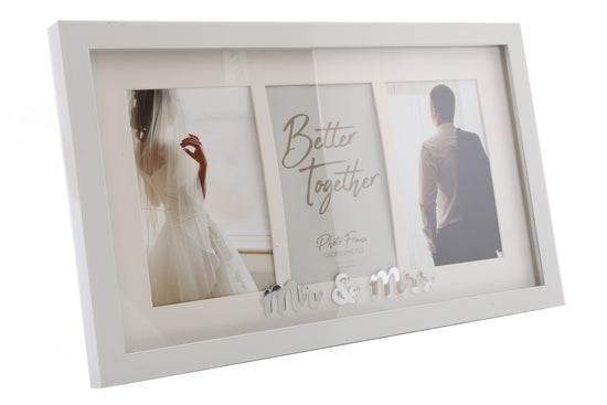 Photo Frame Triple 4X6 Mr&Mrs Plastic