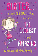 6pk Cards C75 Birthday Sister - Tiger Feet Ireland