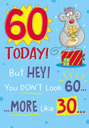 6pk Cards C75 Birthday Age 60 - Tiger Feet Ireland