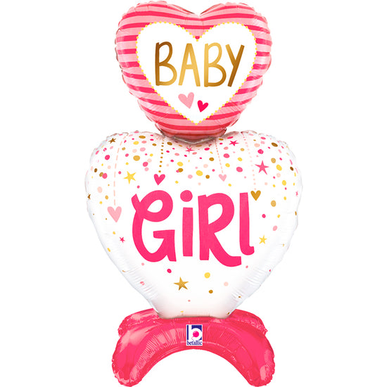 Foil Shape 38" Standup Baby Girl Hearts