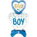 Foil Balloon 28" Standup Baby Boy Hearts - Tiger Feet Ireland