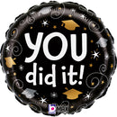 Foil Balloon 18" Round Graduation Swirls - Tiger Feet Ireland