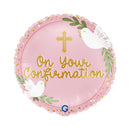 Foil Blln 18in Rnd On Your Confirmation Pink - Tiger Feet Ireland