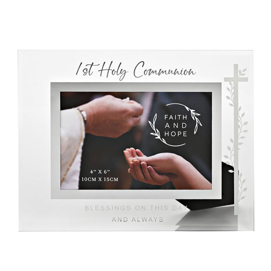 Glass Photo Frame 4x6" 1st Holy Communion Silver