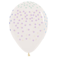 Latex Balloons 12" Dots Pastel Crystal Clear 25pk - Tiger Feet Ireland