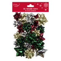 16pcs Bows Metallic Assorted Mix 12pk - Tiger Feet Ireland