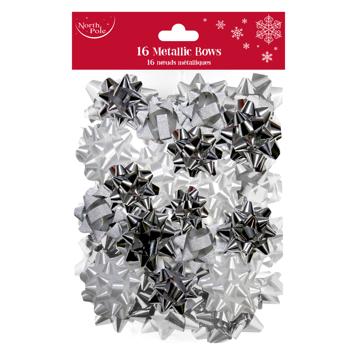16pcs Bows Metallic Glitter Winter Mix 12pk - Tiger Feet Ireland