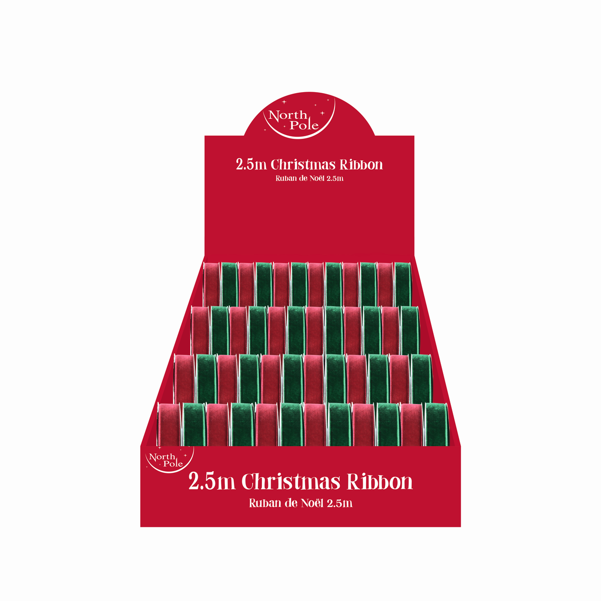 Ribbon Velvet Red & Green 2.5m 24pk - Tiger Feet Ireland