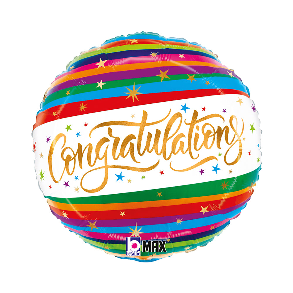 Foil Balloon 18" Round Congratulation Fun Stripe - Tiger Feet Ireland