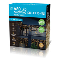 LED Snowing Icicle Lights 480 Warm White