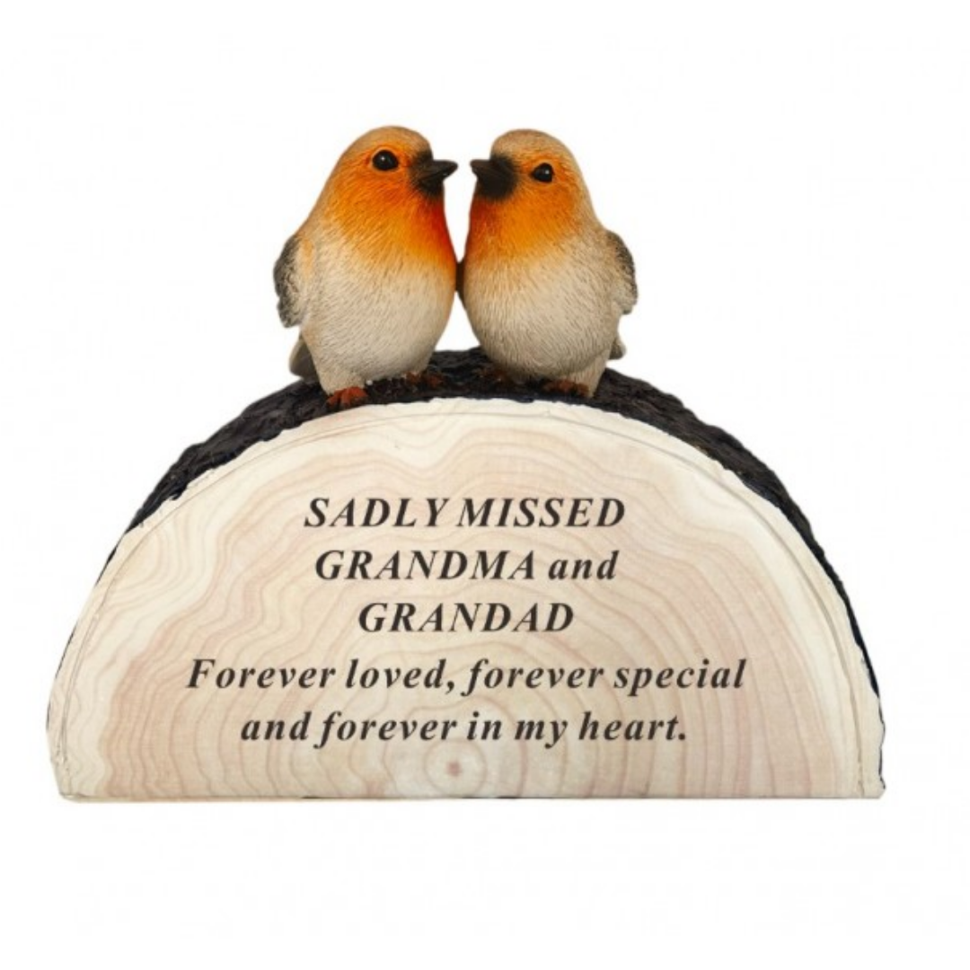 Grandma & Grandad Two Robins On A Log - Tiger Feet Ireland