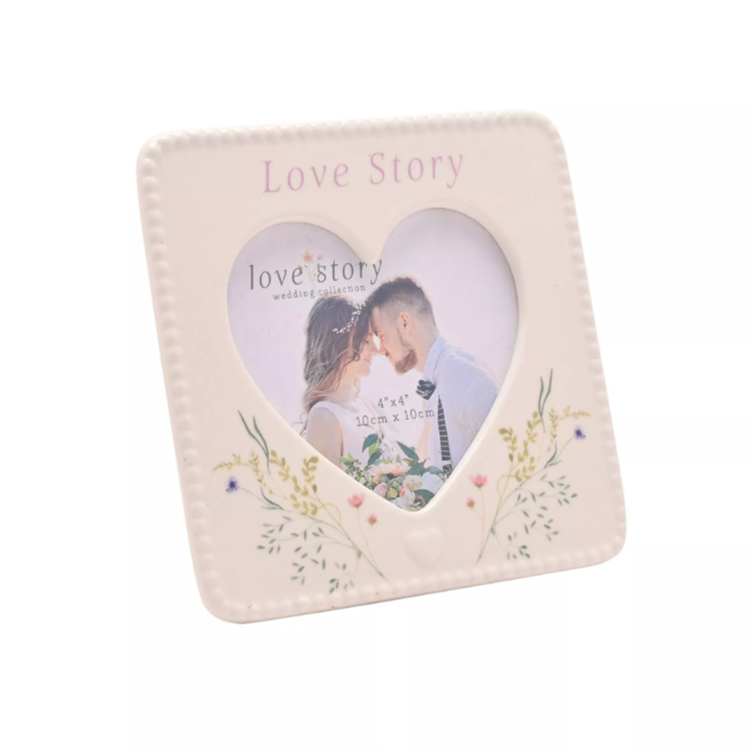 Ceramic Photo Frame 4inx4in Love Story - Tiger Feet Ireland