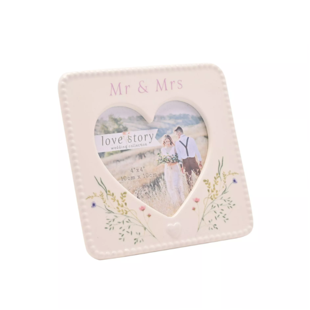 Ceramic Photo Frame 4inx4in Mr & Mrs - Tiger Feet Ireland