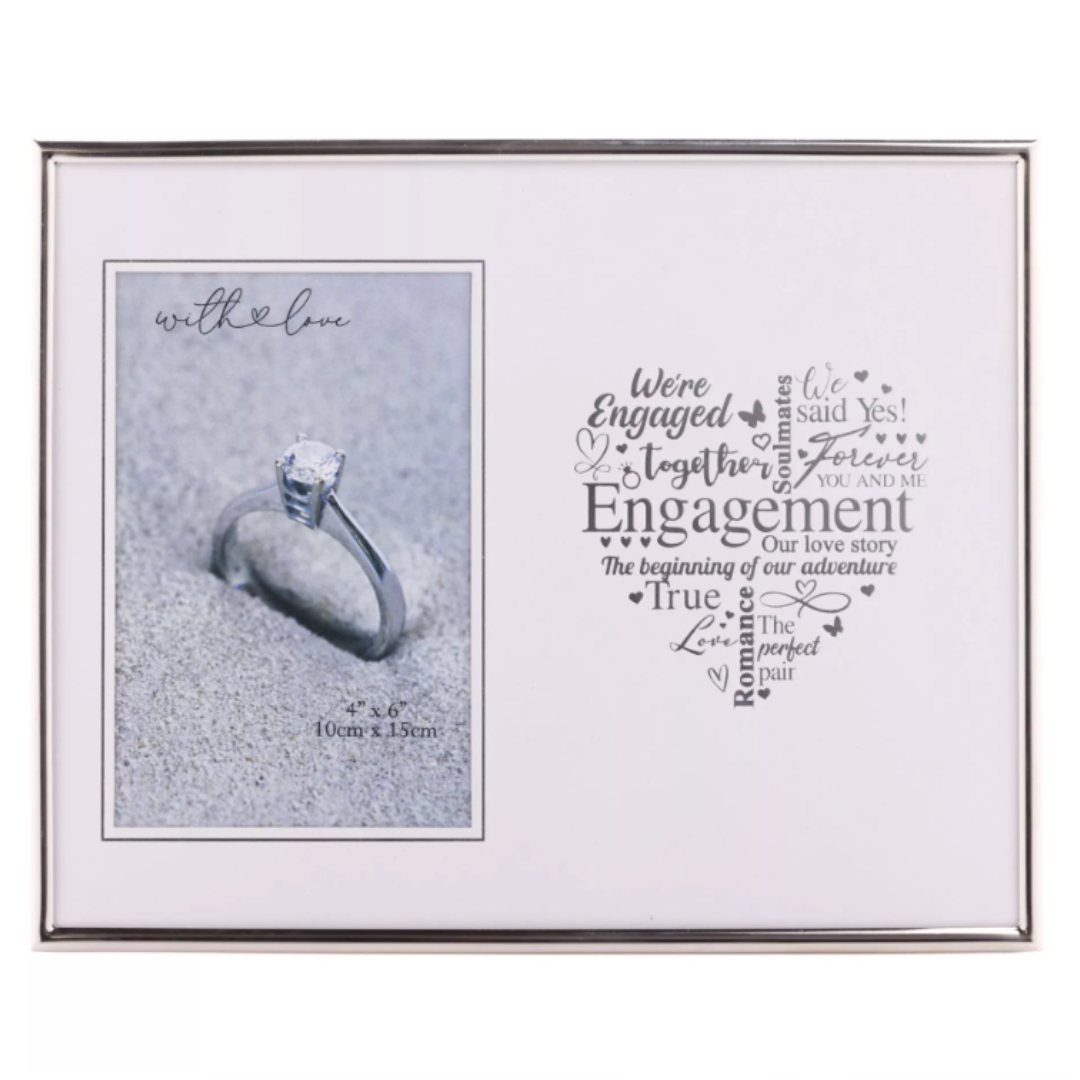 Silver Heart Frame 4inx6in Engagement - Tiger Feet Ireland