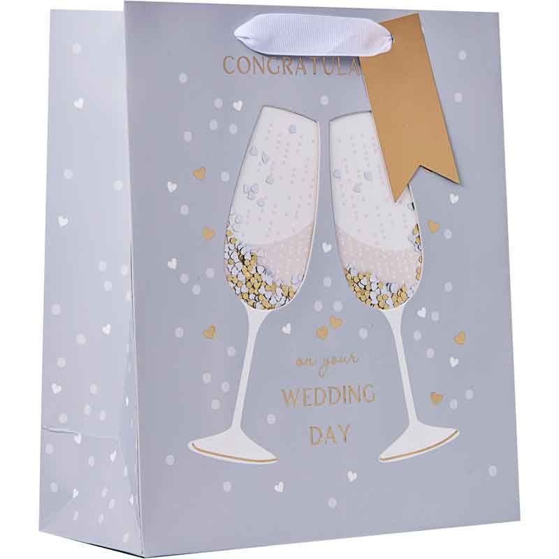 Partisan 6 Pack Gift Bag Champagne Confetti Medium - Tiger Feet Ireland