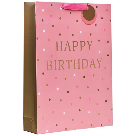 6pk Giftbags Happy Birthday Pink Xl