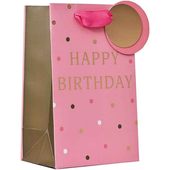 6pk Giftbags Happy Birthday Pink Small