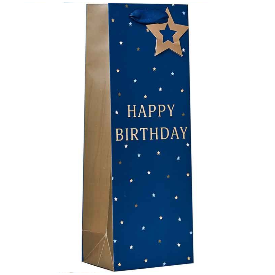 6 Pack Gift Bag Happy Birthday Blue Bottle - Tiger Feet Ireland