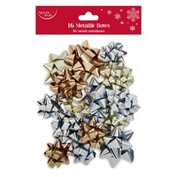 16pcs Bows Metallic Gold & Silver 12pk - Tiger Feet Ireland