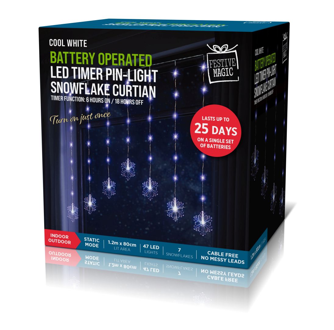 LED Pin Lights Snowflake Curtain Cool