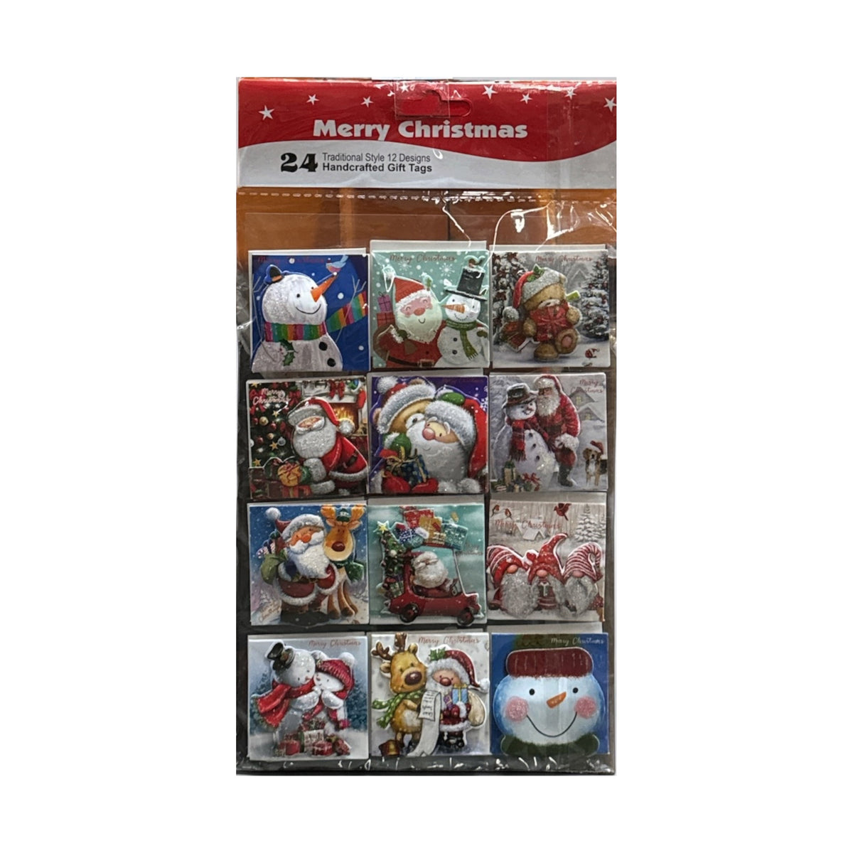 24pcs Gift Tags 3D Christmas Trad 12pk - Tiger Feet Ireland