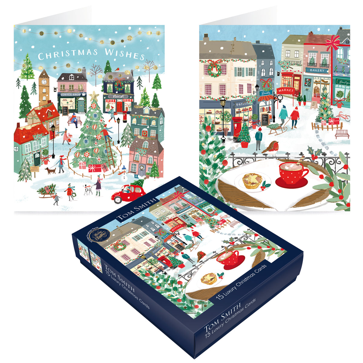 15 Luxury Town Scene Cards Christmas - Tiger Feet Ireland