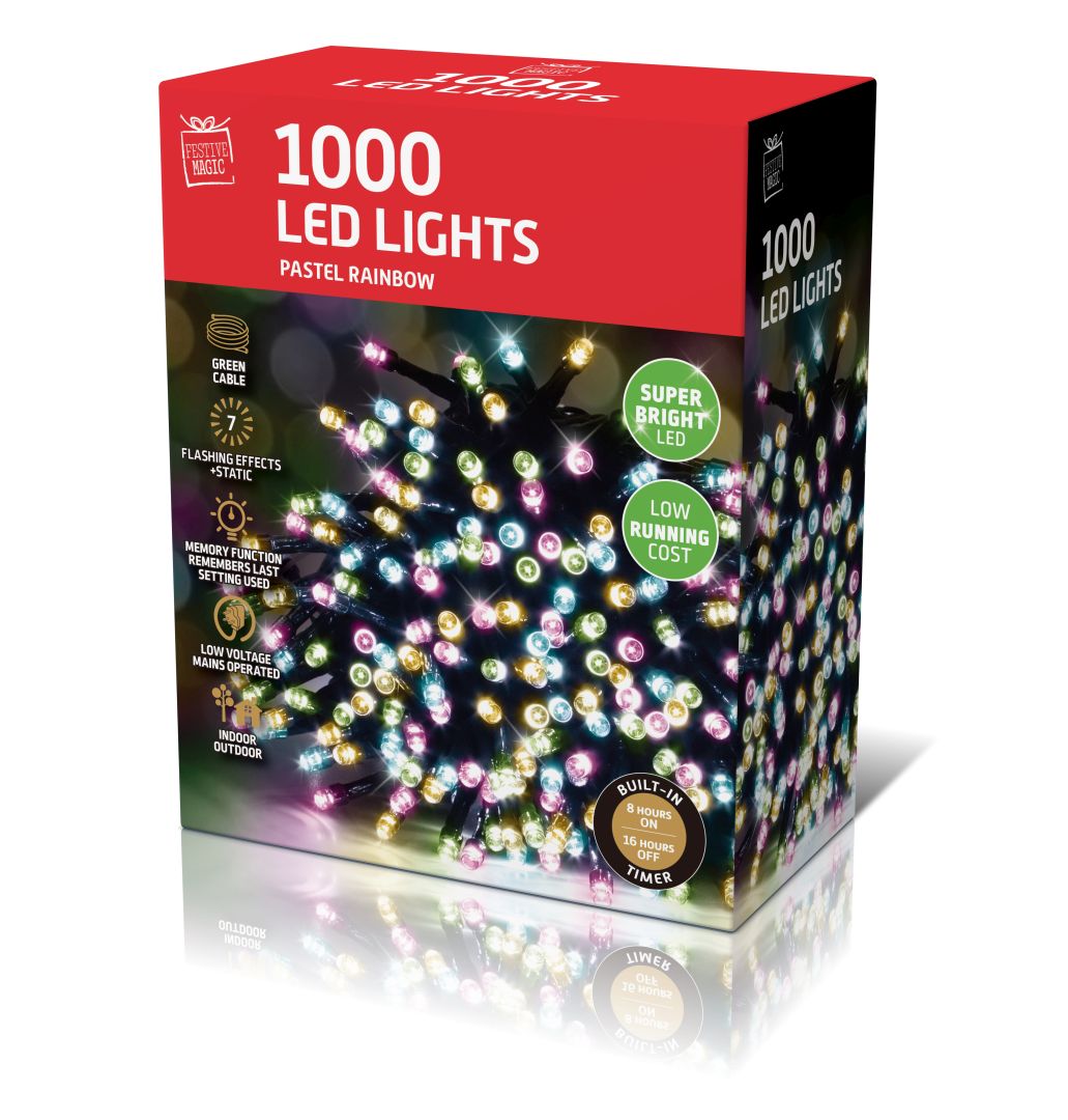 LED Lights 1000 Timer Pastel Colour