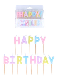 13pcs Happy Birthday Candles Pastel Asstd - Tiger Feet Ireland