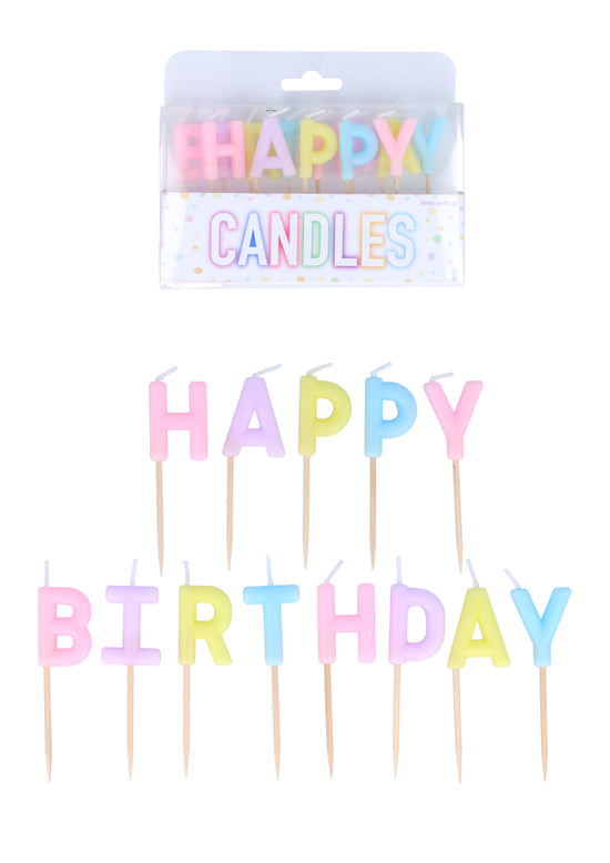 13Pcs Happy Birthday Candles Pastel Asstd