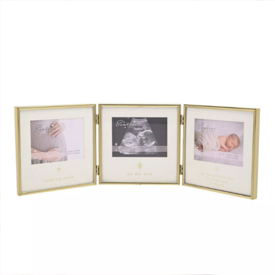 Bambino Gold Baby Scan Frame 4X3 Triple