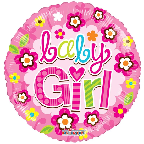Foil Blln 18In Rnd Baby Girl Stars