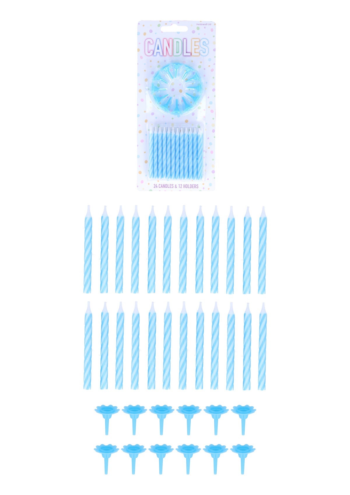 Candles Party 24 with 12 Holders 6cm Blue - Tiger Feet Ireland