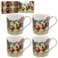 Cockerel & Hen Mugs Set Of 4 - Tiger Feet Ireland